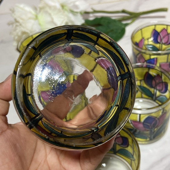 Vintage West Virginia Glass Tulip Design Stained Glass tumblers Cup Set of 6 - Picture 14 of 17